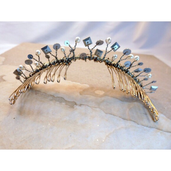 ERIN COLE  SWAROVSKI CRYSTAL-PEARL TIARA  WEDDING-BIRTHDAY GIRL CROWN
